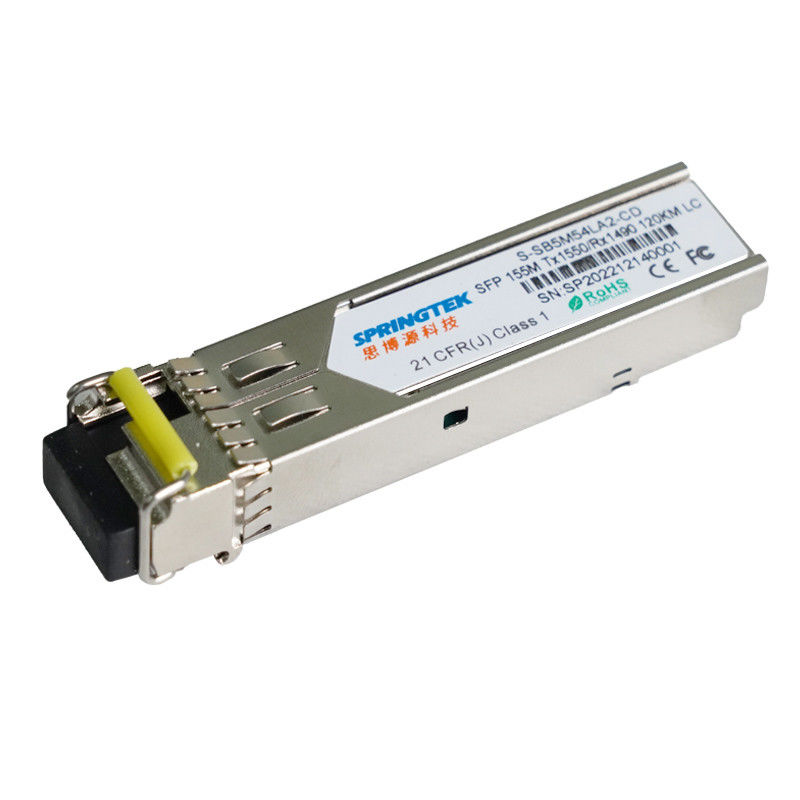 Marka Uyumlu 155M Tek Modlu BiDi 120km LC Tx1550/Rx1490nm DDM SFP Endüstriyel Fiber Optik Modül