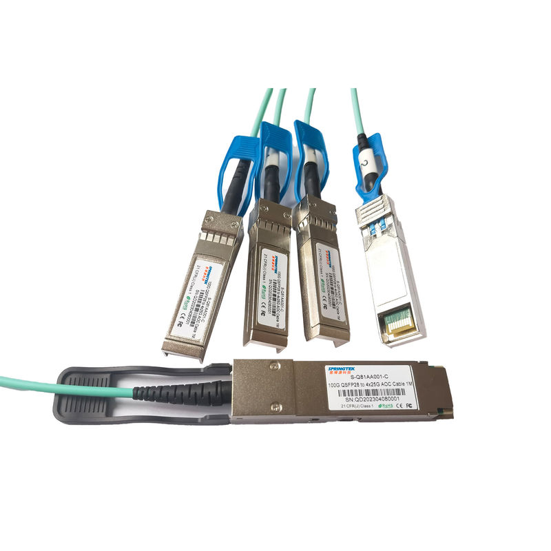 1m (3ft) S-Q81AA001-C 1M Uyumlu 100G QSFP28 - 4x25G SFP28 Breakout Aktif Optik Kablo