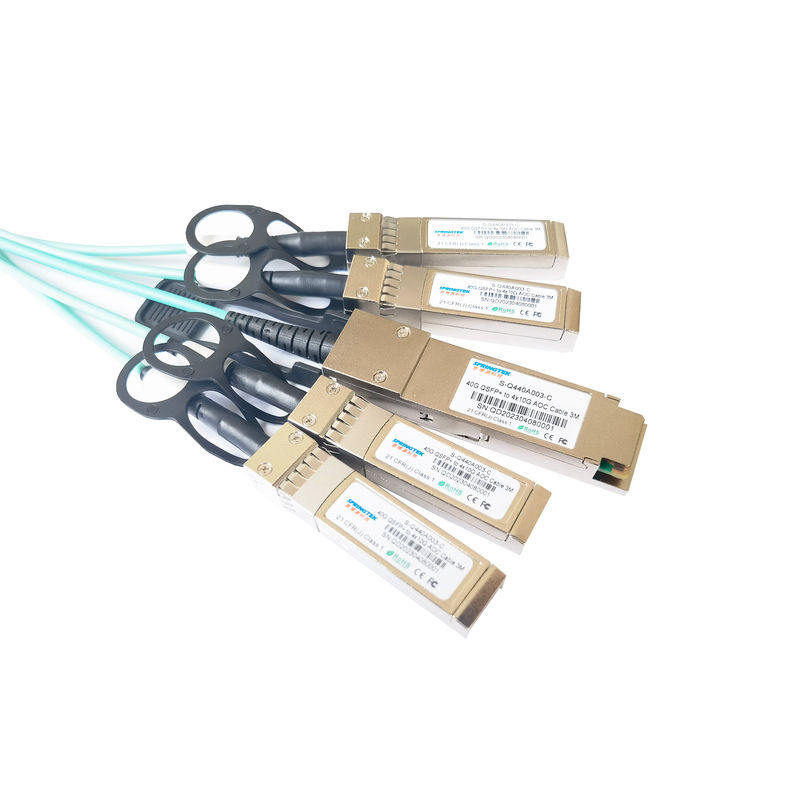 Ethernet ve Fiber Kanal için 3M 40G QSFP+ - 4X10g SFP+ AOC Aktif Optik Kablo MMF