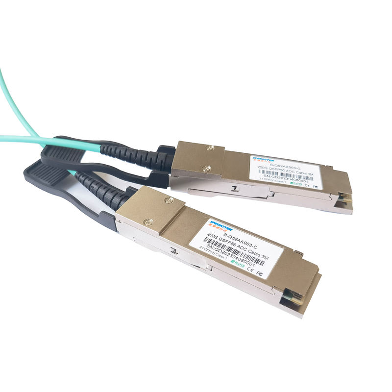 200G QSFP56 - QSFP56 Aktif Optik Kablo AOC OM3 Optik Fiber Bağlantı Kablosu Veri Merkezi Ekipmanı İçin Kullanım