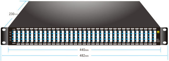 75GHz 64CH 1528.68nm-1566.42nm DWDM MUX DEMUX, Monitör Bağlantı Noktalı LC/UPC 1U Raf